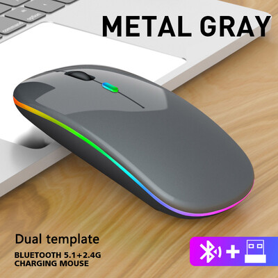Mouse fără fir Bluetooth reîncărcabil cu mouse USB RGB 1600DPI de 2,4 GHz pentru computer, laptop, tabletă, computer, Macbook, mouse pentru jocuri, gamer