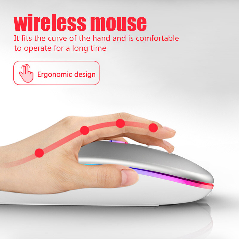 Mouse fără fir Bluetooth reîncărcabil cu mouse USB RGB 1600DPI de 2,4 GHz pentru computer, laptop, tabletă, computer, Macbook, mouse pentru jocuri, gamer