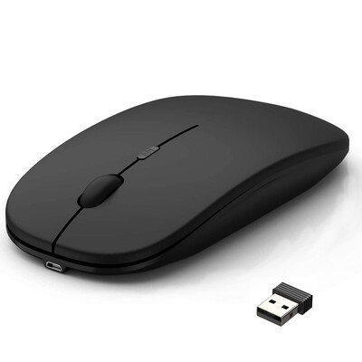 Безжична акумулаторна мишка за лаптоп компютър PC, тънка мини безшумна безжична мишка, 2.4G мишки за дома/офиса