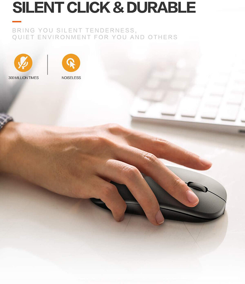 Mouse fără fir reîncărcabil pentru laptop, computer, mouse subțire și fără zgomot fără fir, șoareci 2,4 G pentru casă/birou
