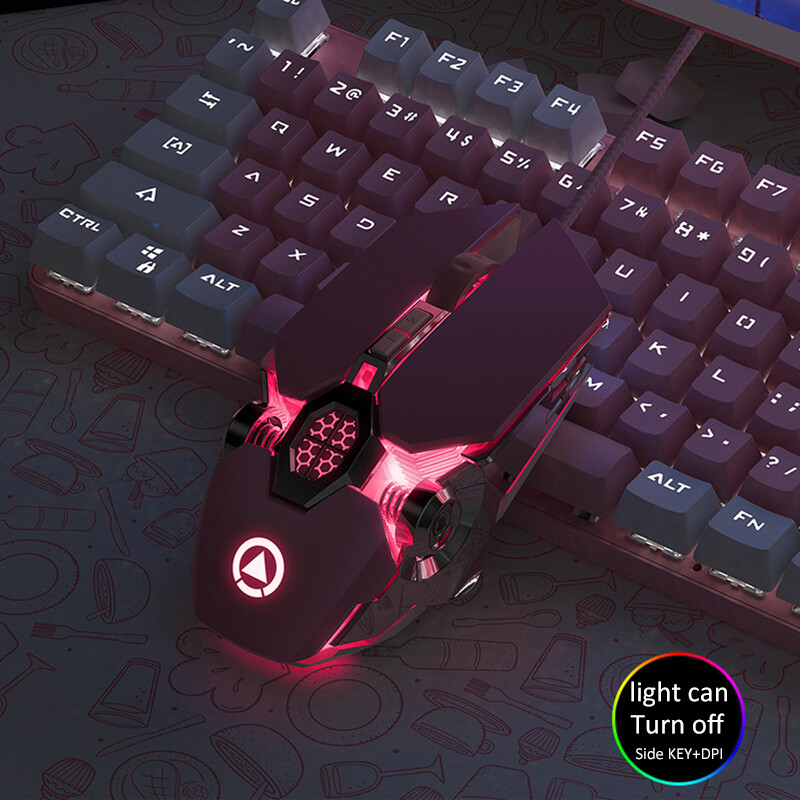 Εργονομικό ενσύρματο ποντίκι παιχνιδιών RGB Mute ποντίκι LED με οπίσθιο φωτισμό 3200 dpi 6 κουμπιών USB Mechanical Mause για φορητό υπολογιστή PC Gamer υπολογιστή