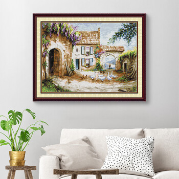 Joy Sunday DIY Homestead Landscapes Painting Kit Cross Stitch 16CT 14CT 11CT Handmade Crafts Διακόσμηση σπιτιού