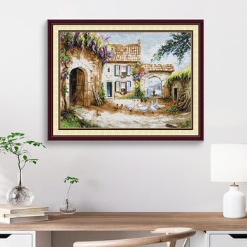 Joy Sunday DIY Homestead Landscapes Painting Kit Cross Stitch 16CT 14CT 11CT Handmade Crafts Διακόσμηση σπιτιού