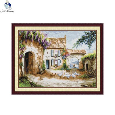 Joy Sunday DIY Homestead Landscapes Painting Kit Cross Vez 16CT 14CT 11CT Ručno izrađene rukotvorine Dekoracija doma