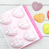 6 дупки Диамантено сърце Форма на сапунена форма Печене на бонбони, шоколад Силиконови форми за торта Приготвяне на шоколад Сладки форми за бисквити