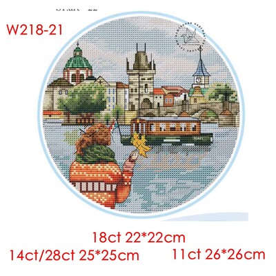 Siuvinėjimo kryželiu rinkinys Atgal Girl Series 22 28ct 18ct 14ct 11ct gali būti pritaikytas pagal užsakymą spausdintas audinys, rankinis medžiagos krepšys