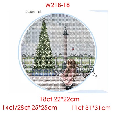 Siuvinėjimo kryželiu rinkinys Atgal Girl Series 22 28ct 18ct 14ct 11ct gali būti pritaikytas pagal užsakymą spausdintas audinys, rankinis medžiagos krepšys