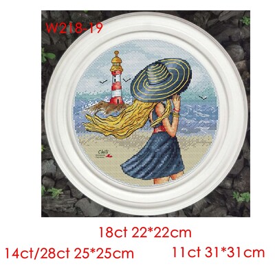 Siuvinėjimo kryželiu rinkinys Atgal Girl Series 22 28ct 18ct 14ct 11ct gali būti pritaikytas pagal užsakymą spausdintas audinys, rankinis medžiagos krepšys