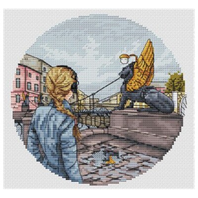 Siuvinėjimo kryželiu rinkinys Atgal Girl Series 22 28ct 18ct 14ct 11ct gali būti pritaikytas pagal užsakymą spausdintas audinys, rankinis medžiagos krepšys