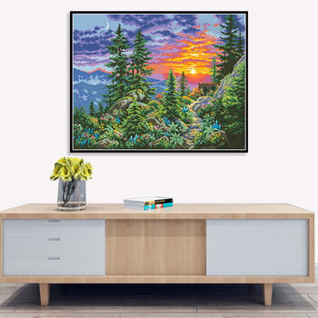 Sunset Landscape Counted Cross Stitch Patterns Kit Unprinted Canvas 11 14CT Σετ κεντήματα DIY Πίνακες ζωγραφικής με κεντήματα Διακόσμηση σπιτιού