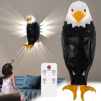 Коледна стенна лампа Owl Eagle Shape Projector Модерна творческа атмосфера Ledenergy Saving Дистанционно управление Стенно монтирано осветление Хелоуин