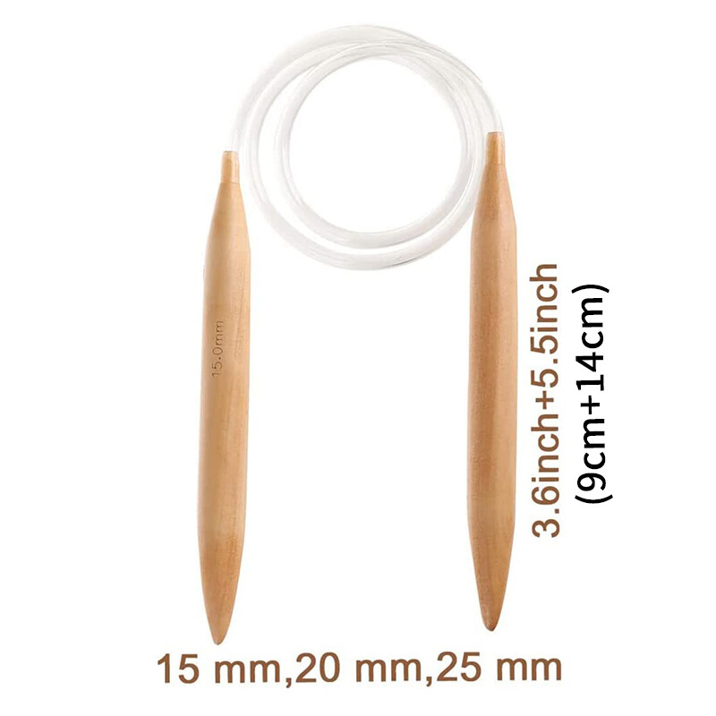 15/20/25 mm Drvene goleme igle Kružne igle za pletenje s dvostrukim vrhom za debelu pređu Alat za tkanje džempera s ogromnim rubovima