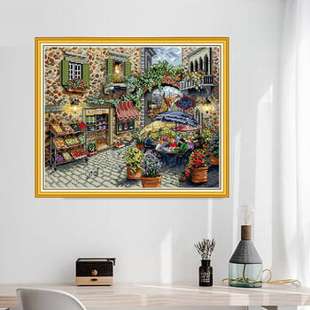 Landscape Cross Stitch Kits Coffee Shop Decor Painting Χειροποίητα χειροτεχνία Σετ κέντημα DMC 14CT 11CT Εκτυπωμένος καμβάς