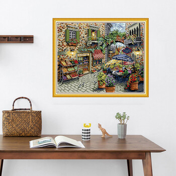 Landscape Cross Stitch Kits Coffee Shop Decor Painting Χειροποίητα χειροτεχνία Σετ κέντημα DMC 14CT 11CT Εκτυπωμένος καμβάς