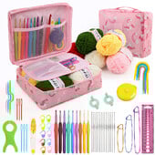 59 db/készlet horgolt készlet barkácsolás kezdő horgolótű készlet tárolótáskával Anyagcsomag Hordozható varró kötő- és tárolóeszközök