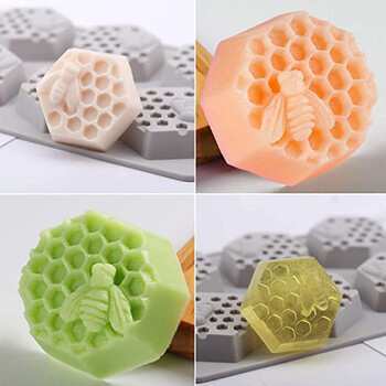 Κυψελοειδή καλούπι σαπουνιού 3D Bumble Bee Stamp for Handmade Lotion Bars Bee Wax Melts Bath Bomb Σοκολάτα Εργαλεία διακόσμησης