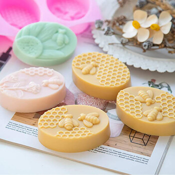 Κυψελοειδή καλούπι σαπουνιού 3D Bumble Bee Stamp for Handmade Lotion Bars Bee Wax Melts Bath Bomb Σοκολάτα Εργαλεία διακόσμησης