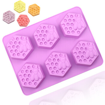 Κυψελοειδή καλούπι σαπουνιού 3D Bumble Bee Stamp for Handmade Lotion Bars Bee Wax Melts Bath Bomb Σοκολάτα Εργαλεία διακόσμησης