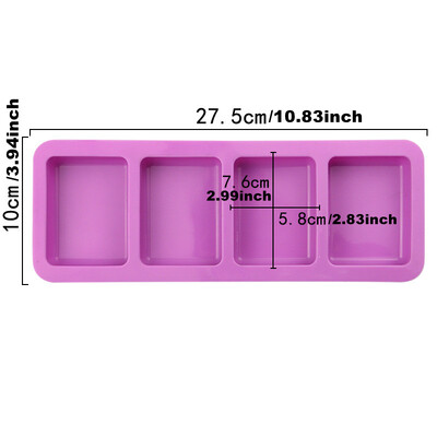 1 gab. Silikona ziepju veidne, ar rokām darināta ziepju gatavošanai, ovāls ziepju stieņu automāts apaļš kvadrātveida ziepju veidnes konfekšu šokolādes veidnes purpursarkanā krāsā