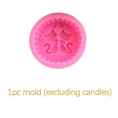 1vnt gyvūnų kačių silikono muilo forma Dviejų kačių gipso amatų forma, apvali rankų darbo muilo žvakės formelė