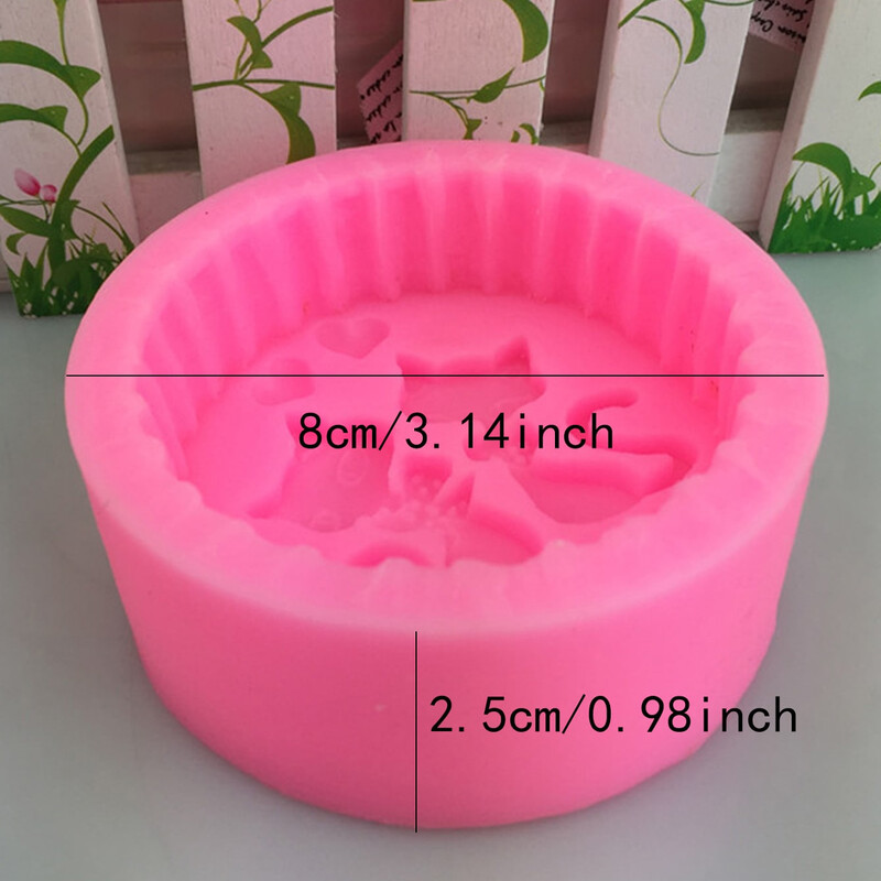 1vnt gyvūnų kačių silikono muilo forma Dviejų kačių gipso amatų forma, apvali rankų darbo muilo žvakės formelė