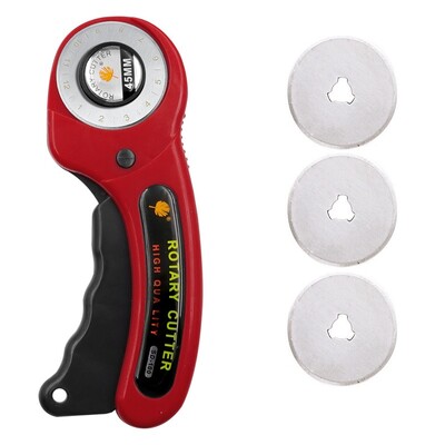Set de tăietor rotativ de 45 mm Instrument de tăiere pentru artizanat din piele cu mâner ergonomic pentru bricolaj, prelucrare de țesături, cusut, matlasare.