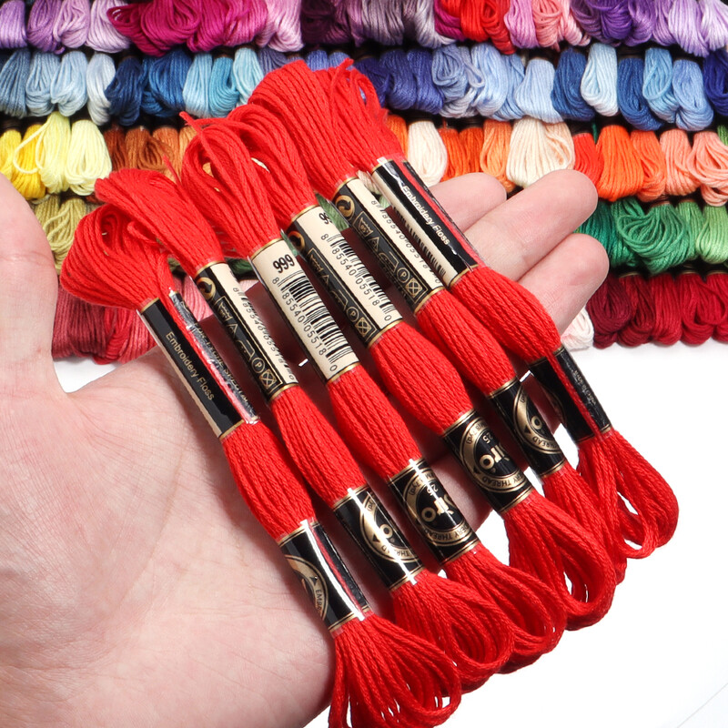 6 db/tétel 8 m poliészter keresztszemes cérna Színes hímző cérna pánt barkács varráshoz kézműves ruházati kiegészítők