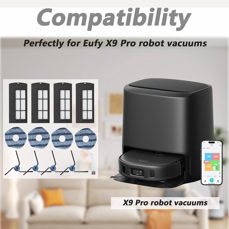 Eufy Clean X9 Pro porszívó oldalsó kefe Hepa Filter Mop törlőkendő cserealkatrészeihez