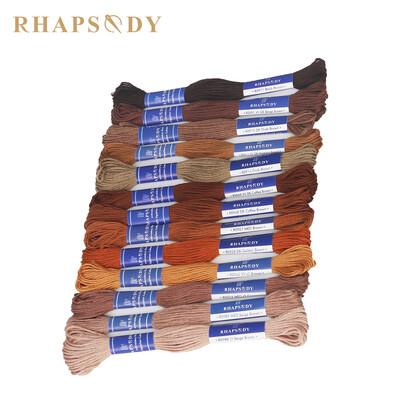 Rhapsody DMC kvalitná egyptská bavlnená vyšívacia niť, 6 prameňov, dvojito mercerizovaná krížiková niť, sada 12 farieb, 8 metrový klbko