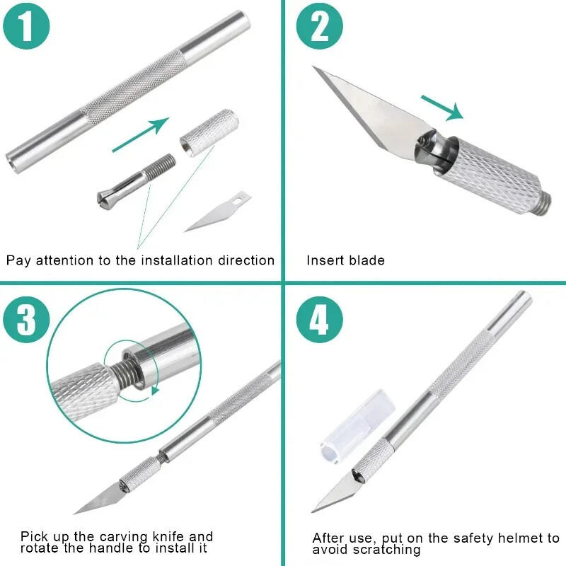 Graviravimo neslystančio metalo skalpelio peilių rinkinys Ašmenys Pjovimo amatiniai peiliai mobiliajam telefonui Popieriaus pjaustymas Rankdarbiai Drožyba Rankiniai įrankiai