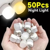 50-1 kom Mini USB noćna svjetla za računalo Mobilno napajanje USB utikač lampe za punjenje LED topla bijela zaštita za oči Svjetlo za čitanje knjiga