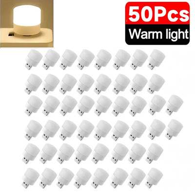 50-1 kom Mini USB noćna svjetla za računalo Mobilno napajanje USB utikač lampe za punjenje LED topla bijela zaštita za oči Svjetlo za čitanje knjiga