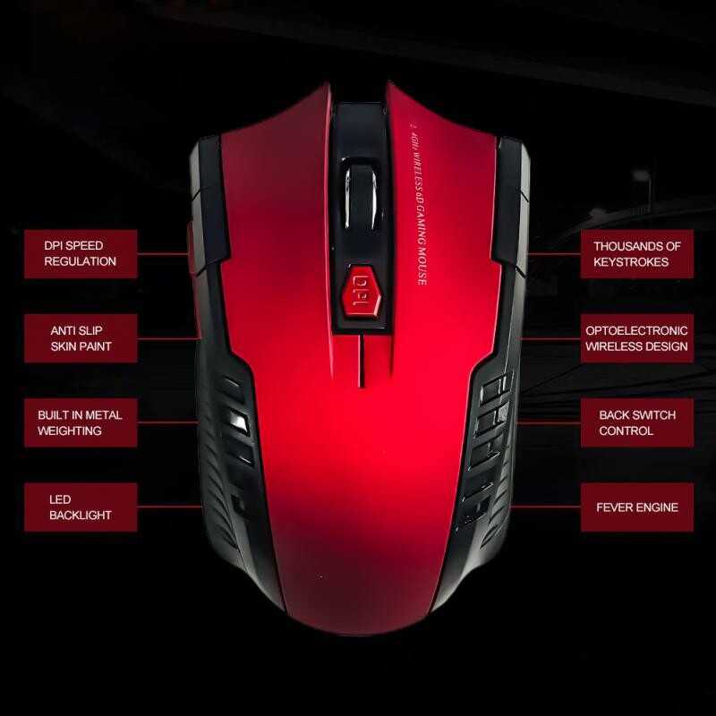 Mouse fără fir 2.4G Receptor USB 6 butoane Mouse-uri optice profesionale fără fir USB Mouse Scroll dreapta pentru laptop PC Gamer