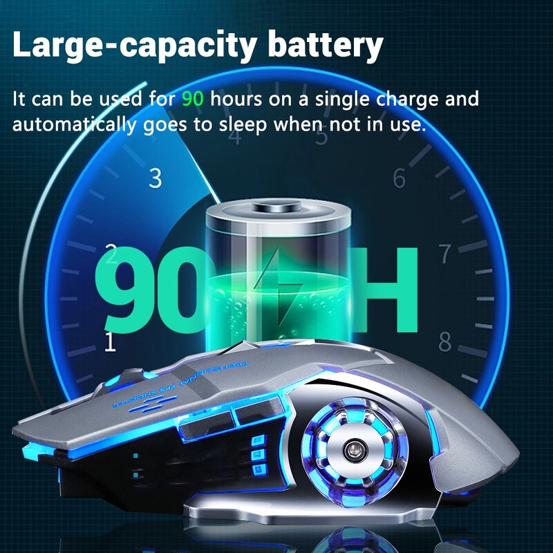 2.4G USB bežični Bluetooth miš Ergonomski tihi uredski miševi Punjivi E-Sport miš s pozadinskim osvjetljenjem za prijenosno računalo Macbook