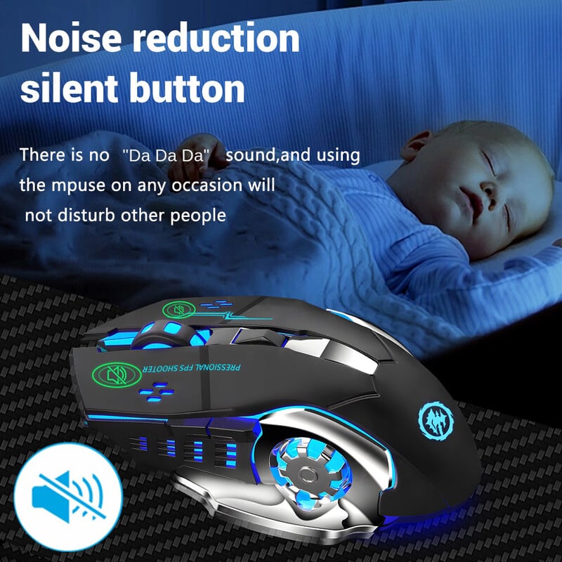 2.4G USB bežični Bluetooth miš Ergonomski tihi uredski miševi Punjivi E-Sport miš s pozadinskim osvjetljenjem za prijenosno računalo Macbook