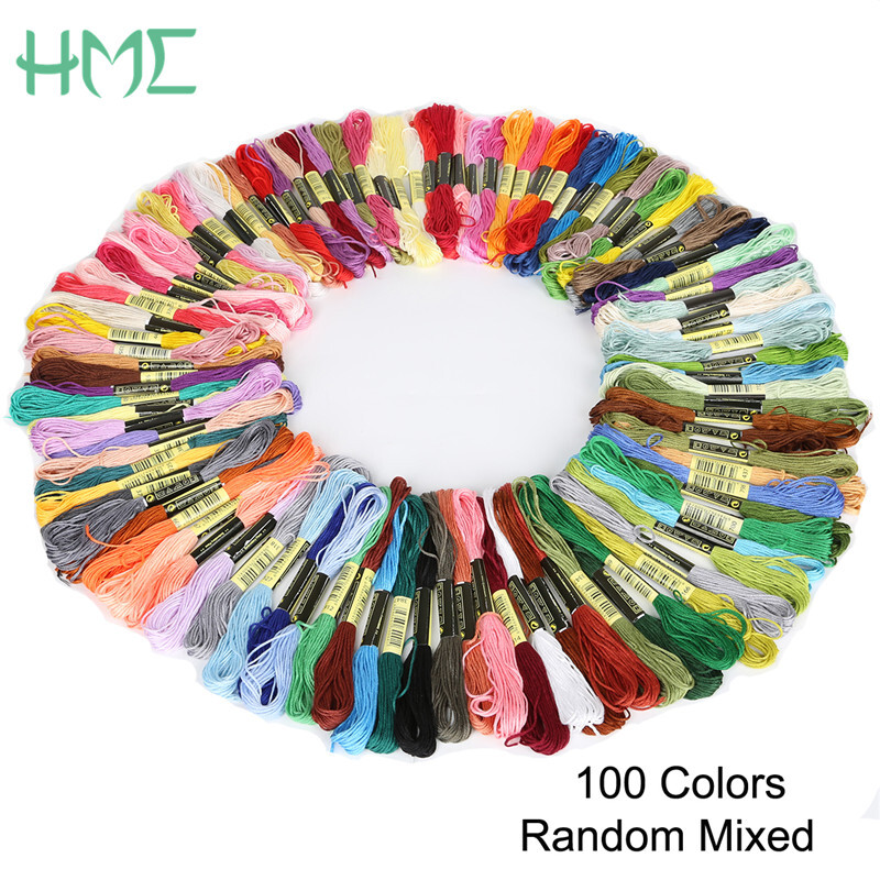 Nagyker 100 választható szín Hossz 7,5 m Horgonyos keresztszemes pamut hímző cérna 7,5 m/db pamut hímző cérna