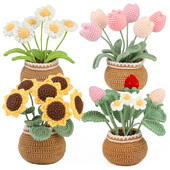 Horgolt virágkészlet kezdőknek instrukcióval Kötőfonal Cérna Tűk Könnyen köthető Kiegészítő Készlet Barkács kézműves