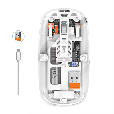 Juhtmeta läbipaistev arvutihiir 1600DPI 2,4G juhtmeta vaigistatud hiired USB-vastuvõtjaga arvutile sülearvuti sülearvutite tahvelarvuti tarvikud