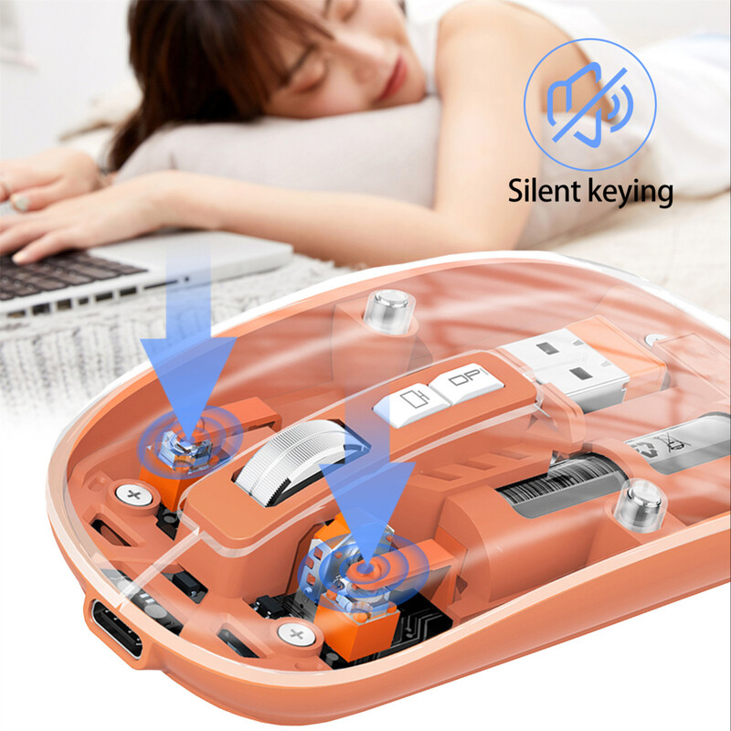 Ασύρματο διαφανές ποντίκι υπολογιστή 1600DPI 2.4G ασύρματα ποντίκια σίγασης με δέκτη USB για φορητό υπολογιστή Αξεσουάρ tablet φορητού υπολογιστή