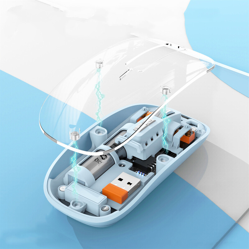 Ασύρματο διαφανές ποντίκι υπολογιστή 1600DPI 2.4G ασύρματα ποντίκια σίγασης με δέκτη USB για φορητό υπολογιστή Αξεσουάρ tablet φορητού υπολογιστή