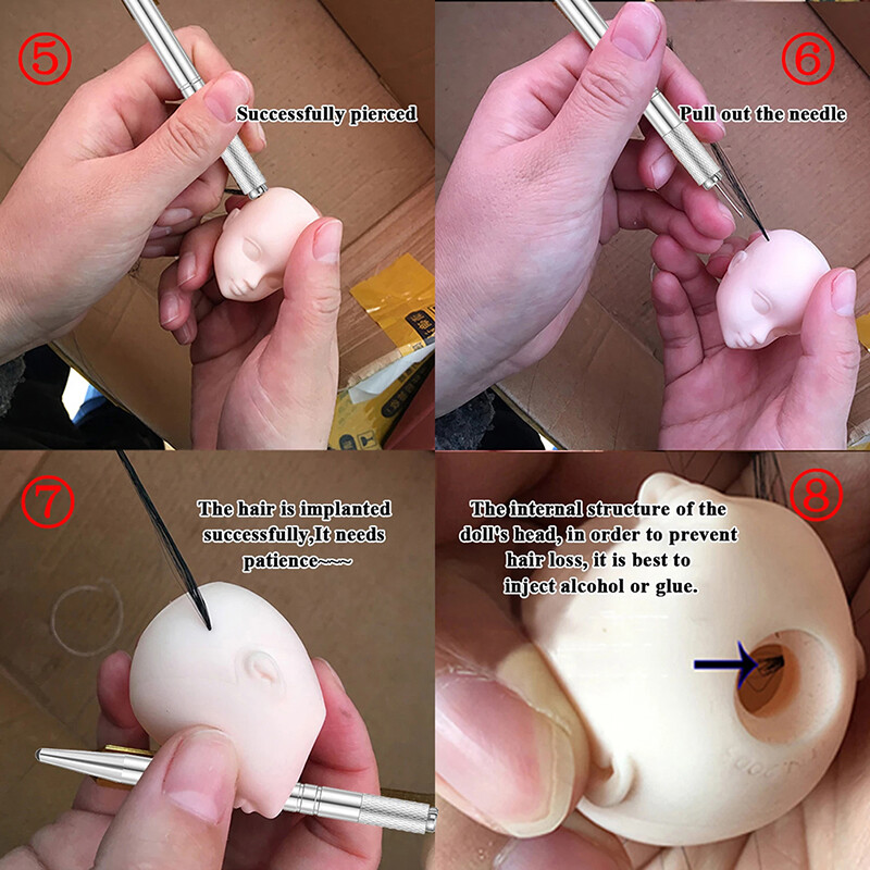 1 komplekts Doll Hair Reroot Adatu komplekts Pārkrāsot Baby Head Reborn Matu sakņu veidošanai Rīki Parūku izgatavošanas Piederumi Piederumi Komplekts DIY Doll Tools