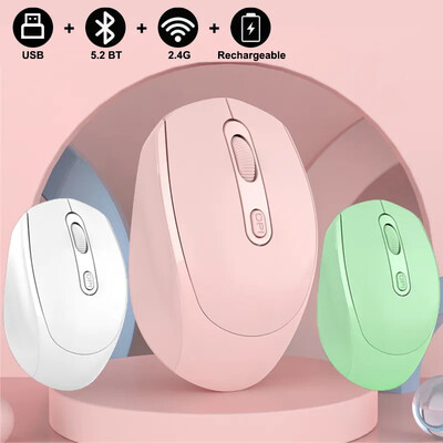 Punjivi Bluetooth 5.2 bežični miš 2.4G optički miš s USB RGB 1600DPI miš za računalo Laptop PC Mute Mause