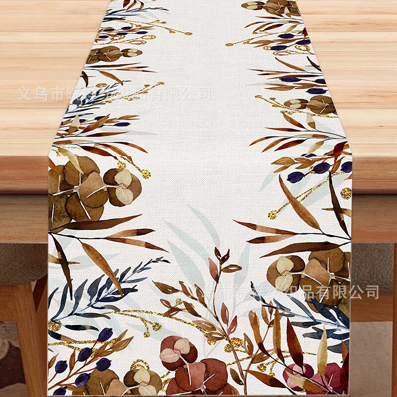 Rudens lino klevo lapų stalo vėliava Šventės vakarėlio dekoravimas Namų staltiesė Svetainės spintelė Staltiesė Arbatos vėliavėlių spausdinimas