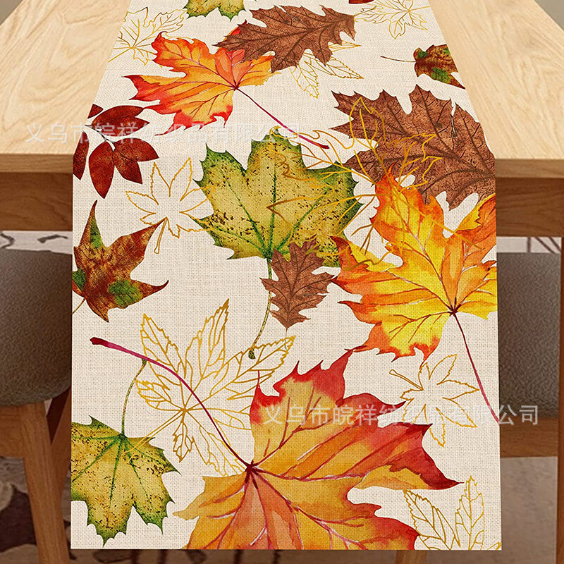 Rudens lino klevo lapų stalo vėliava Šventės vakarėlio dekoravimas Namų staltiesė Svetainės spintelė Staltiesė Arbatos vėliavėlių spausdinimas