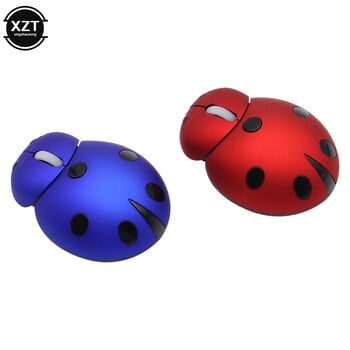 Φορητό Wireless Laser Mini Ergonomic Computer Mouse Creative Ladybug Shape Cute Usb Animal Mause Δώρο ποντίκια υπολογιστή για φορητό υπολογιστή