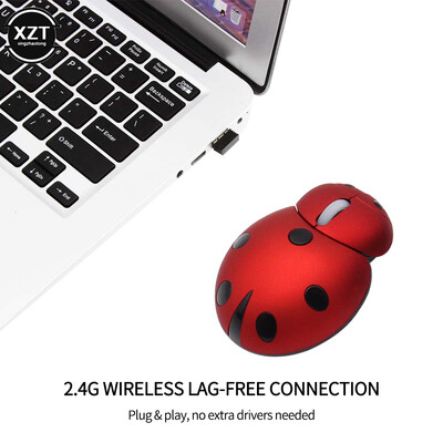 Nešiojama belaidė lazerinė mini ergonominė kompiuterio pelė Kūrybiškos boružėlės formos mielos USB Animal Mause dovanų kompiuterio pelės nešiojamam kompiuteriui