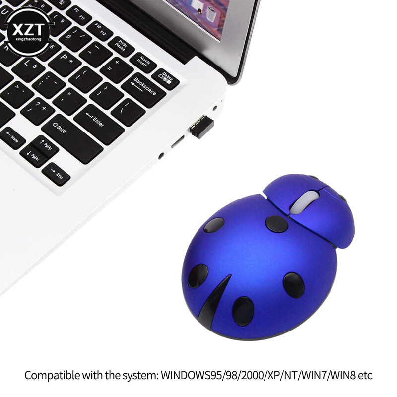 Nešiojama belaidė lazerinė mini ergonominė kompiuterio pelė Kūrybiškos boružėlės formos mielos USB Animal Mause dovanų kompiuterio pelės nešiojamam kompiuteriui
