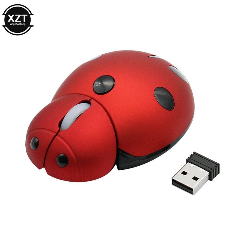 Nešiojama belaidė lazerinė mini ergonominė kompiuterio pelė Kūrybiškos boružėlės formos mielos USB Animal Mause dovanų kompiuterio pelės nešiojamam kompiuteriui