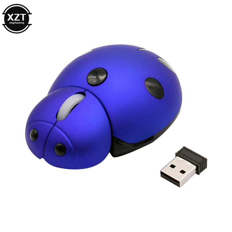 Nešiojama belaidė lazerinė mini ergonominė kompiuterio pelė Kūrybiškos boružėlės formos mielos USB Animal Mause dovanų kompiuterio pelės nešiojamam kompiuteriui