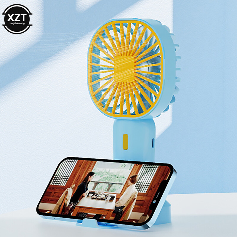 USB rankinis mini ventiliatorius, nešiojamasis 3 greičių didelio vėjo stalinis biuro kišeninis ventiliatorius su laikikliu Studentų tylūs vasaros ventiliatoriai 400 mA